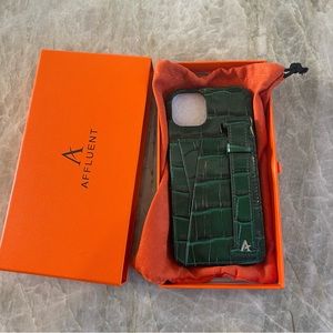 Affluent Leather Iphone 13 Card Holder Finger Loop Case